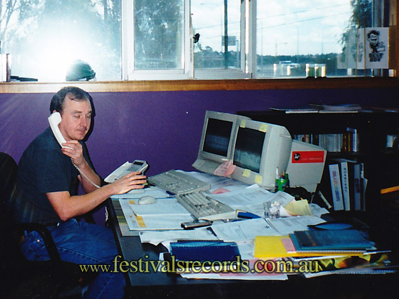 Festival Records Studio Technical Director Rick on phone Festival Records Studio Technical Director Rick