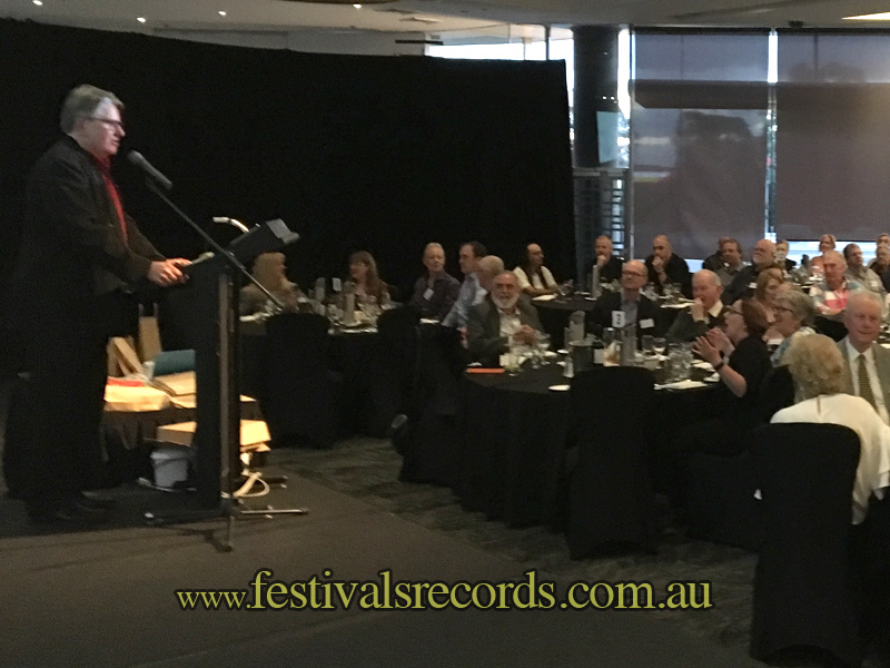 Festival Records reunion MC Peter Hebbes opening welcome talk RM2924z